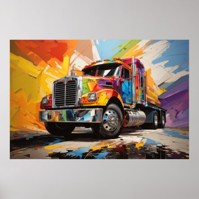 Truck Action Sport Painting Abstract Art Decor (Front)