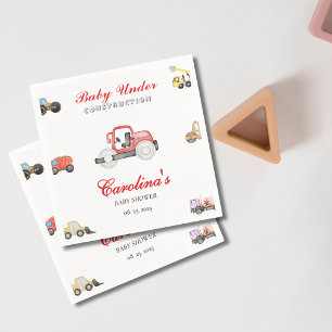 Truck baby under construction baby shower napkin