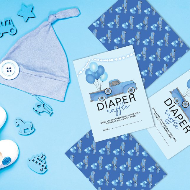 Truck Balloon Baby Shower Diaper Raffle Tickets (Creator Uploaded)