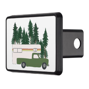 Truck Camper in the forest RV camping Trailer Hitch Cover