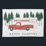 Truck Camping RVing Motorhome Red Trees Whimsical Kitchen Towel<br><div class="desc">HAPPY CAMPERS! I'd rather be RVing!! What about you? Check out this sweet red truck camper towel and check my shop for more matching items like tshirts, magnets, keychains, pillows, stickers and more. And of course more RV, campervan, motorhome and camping stuff too. Customize this mug with a name, your...</div>