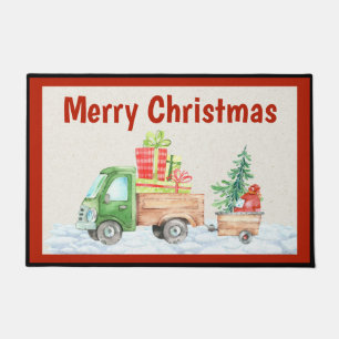 Truck Christmas Door Mat