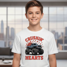 Truck Crushin’ Hearts Kids T-Shirt – Cute Valentin