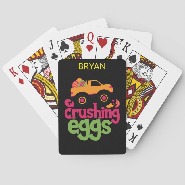"TRUCK CRUSHING EGGS" PLAYING CARDS PERSONALIZED. (Back)