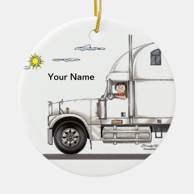 Truck Driver, 18 Wheeler - Female Ceramic Ornament (Front)