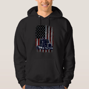Truck Driver American Flag Trucker Big Rig Semi Tr Hoodie
