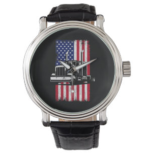 Truck Driver American Flag Trucker Watch