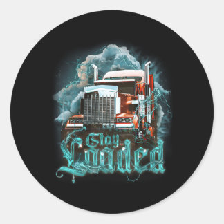 Truck Driver For Dad Big Rig Semi-Trailer Truckin Classic Round Sticker