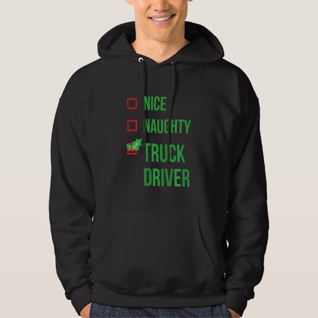 Truck Driver Funny Pajama Christmas Hoodie (Front)