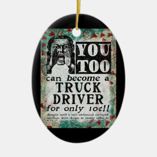 Truck Driver - Funny Vintage Retro Ceramic Ornament