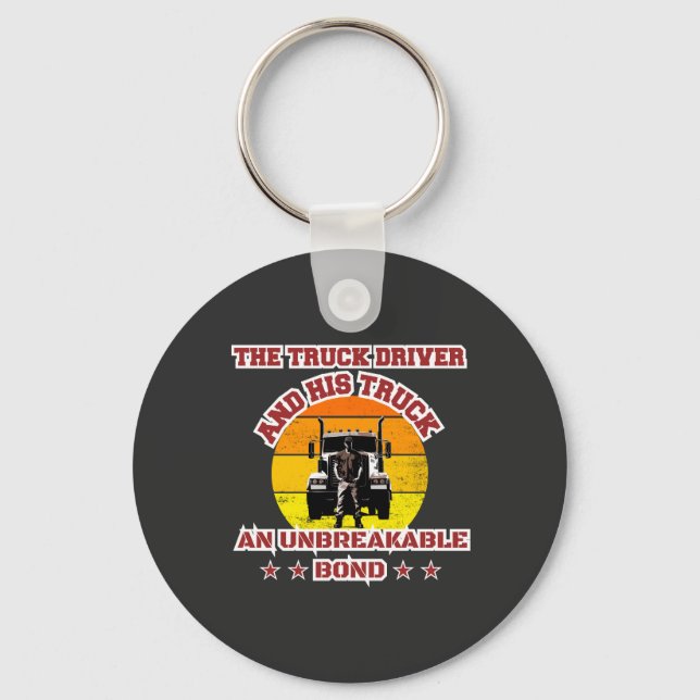 Truck Driver Male Strong Road Bond Pride Design Keychain (Front)
