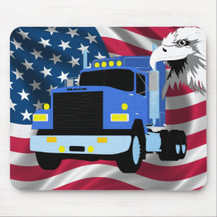 Truck Driver Mousepad with US Flag and Eagle