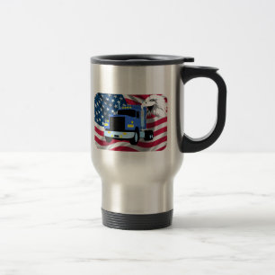 Truck Driver Travel Mug with US Flag and Eagle