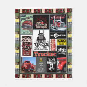 Truck Driver Trucker Fuelled By Coffee Fleece Blanket