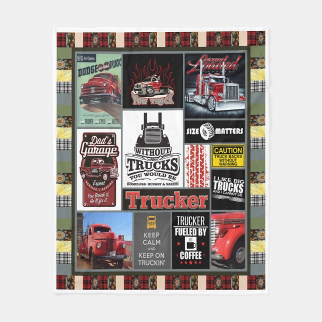 Truck Driver Trucker Fuelled By Coffee Fleece Blanket (Front)