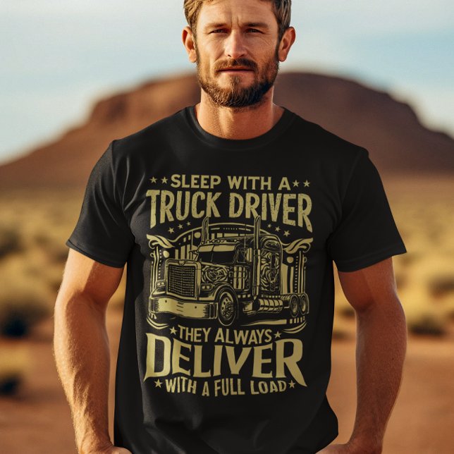 Truck driver with a full load driving at sunset T-Shirt (Creator Uploaded)