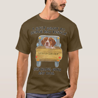Truck Driving Dog Brittany T-Shirt