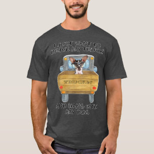 Truck Driving Dog Chihuahua w Glasses T-Shirt