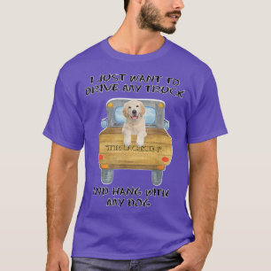 Truck Driving Dog Golden retriever love 2  T-Shirt