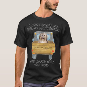 Truck Driving Dog Havanes  T-Shirt