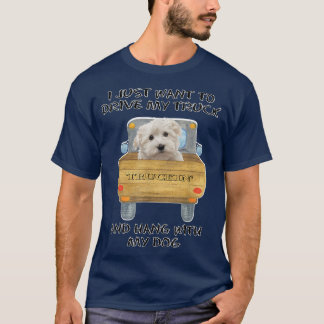 Truck Driving Dog Maltese T-Shirt