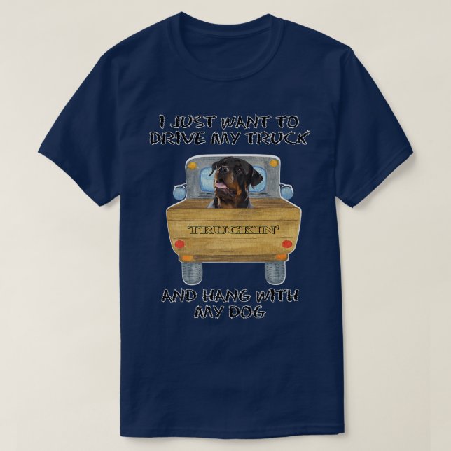 Truck Driving Dog Rottweiler  T-Shirt (Design Front)