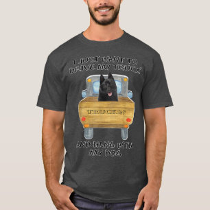 Truck Driving Dog Schipperke  T-Shirt