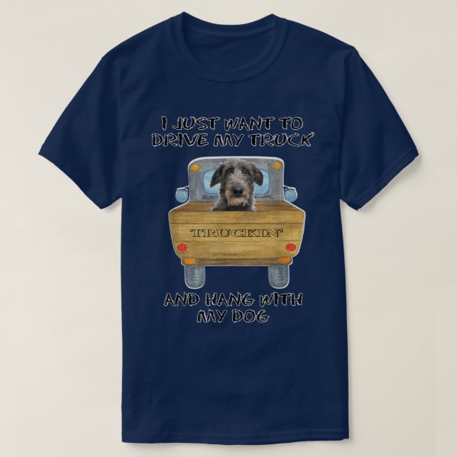 Truck Driving Dog Scottish Deerhound  T-Shirt (Design Front)