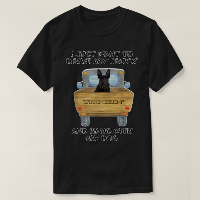 Truck Driving Dog Scottish Terrier  T-Shirt (Design Front)