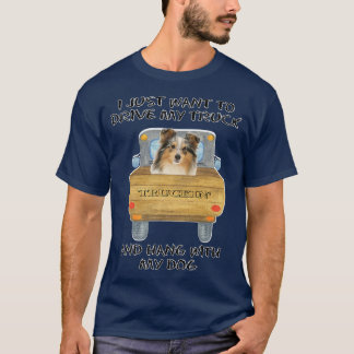 Truck Driving Dog Shetland Sheepdog  T-Shirt