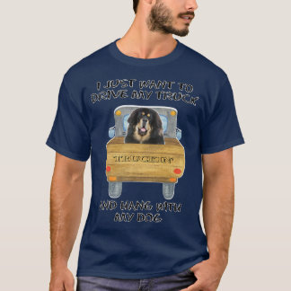 Truck Driving Dog Tibetan Mastiff  T-Shirt
