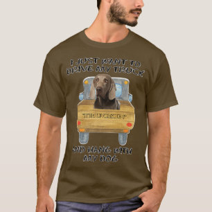 Truck Driving Dog Weimaraner  T-Shirt