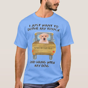 Truck Driving Dog Yellow Labrador  T-Shirt
