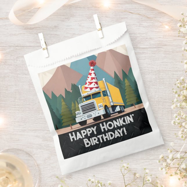 Truck Happy Birthday Party Funny Transport Favour Bag (Clipped)