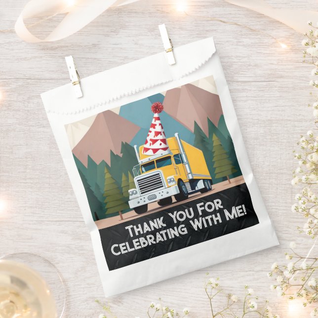 Truck Happy Birthday Party Funny Transport Favour Bag (Clipped)