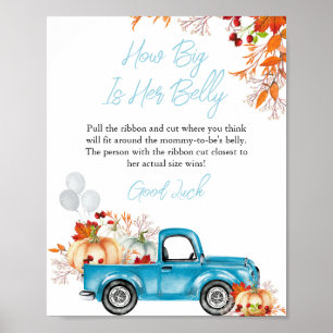 Truck How Big is Her Belly Baby Shower Game Poster