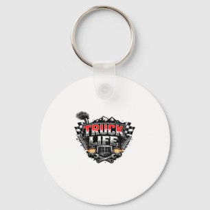 Truck Life Grunge Distressed Chrome Red Trucker Li Keychain