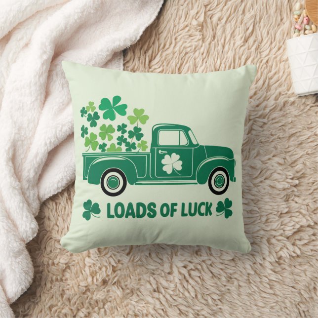 Truck Loads of Luck St Patrick's Day Throw Pillow (Blanket)