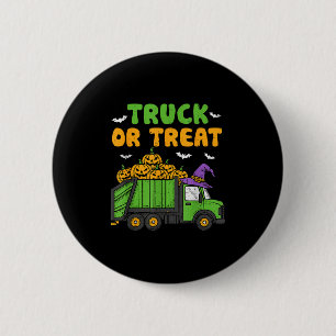 Truck Or Treat Funny Pumpkin Garbage Truck Hallowe 2 Inch Round Button