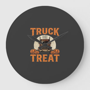Truck or Treat Halloween Semi Truck Design_1 Large Clock