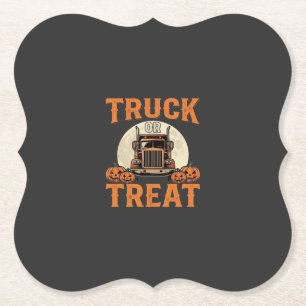 Truck or Treat Halloween Semi Truck Design_1 Paper Coaster