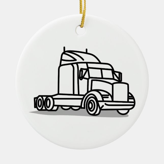Truck Outline Ceramic Ornament (Front)