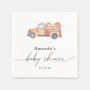 Truck pumpkin autumn baby shower  napkin