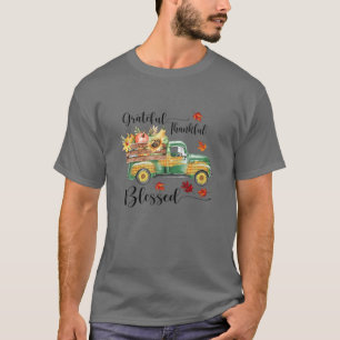 Truck Pumpkin Grateful Thankful Blessed Happy Fall T-Shirt