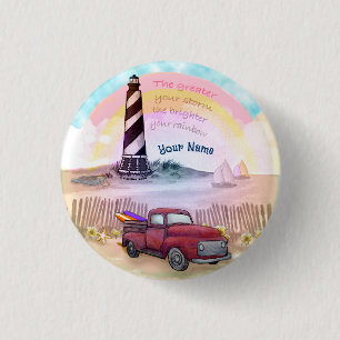Truck Stormy Lighthouse 1 Inch Round Button
