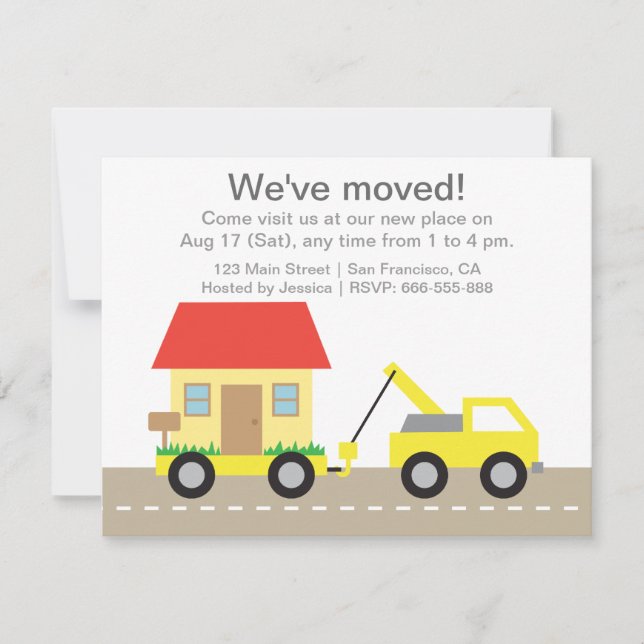 Truck Towing House We Have Moved Announcements (Front)