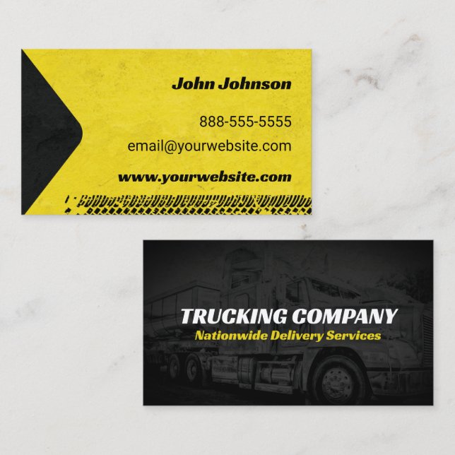 Truck Tracks Black and Yellow Business Card (Front/Back)