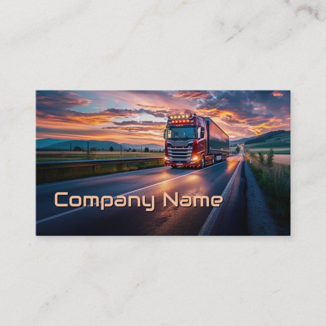 Truck - transportation & logistics Sunset Road Business Card (Front)