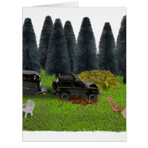 Truck with Camper in the Woods Cleared Camping Spo