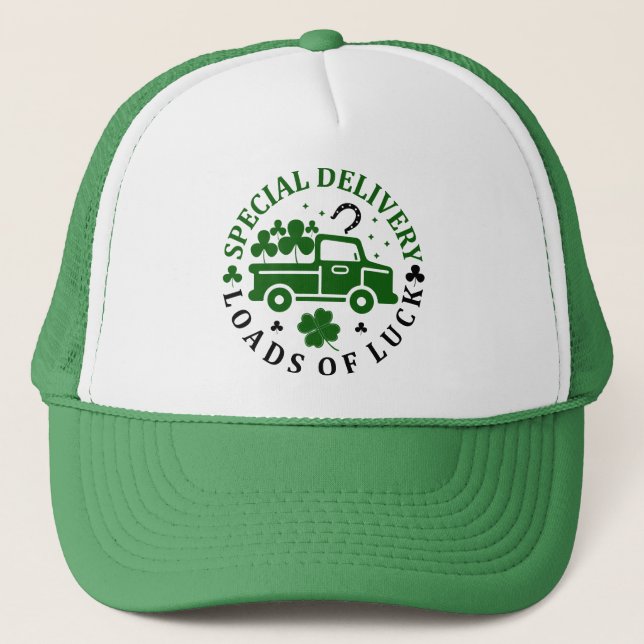 Truck with clovers St. Patricks Day Trucker Hat (Front)